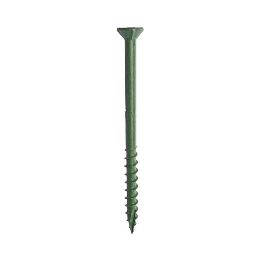 PrimeGuard Plus No. 9 Wire, 3-in Deck Screws, Green Star Flat Head, 25 lb Pack