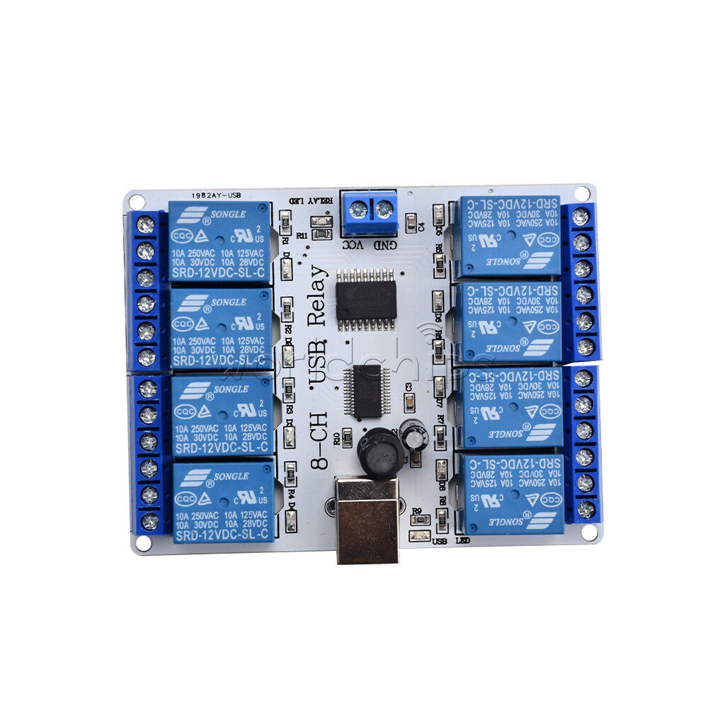 8 Channel 12V DC USB Type-B Relay Board Module Controller for Automation Robotic