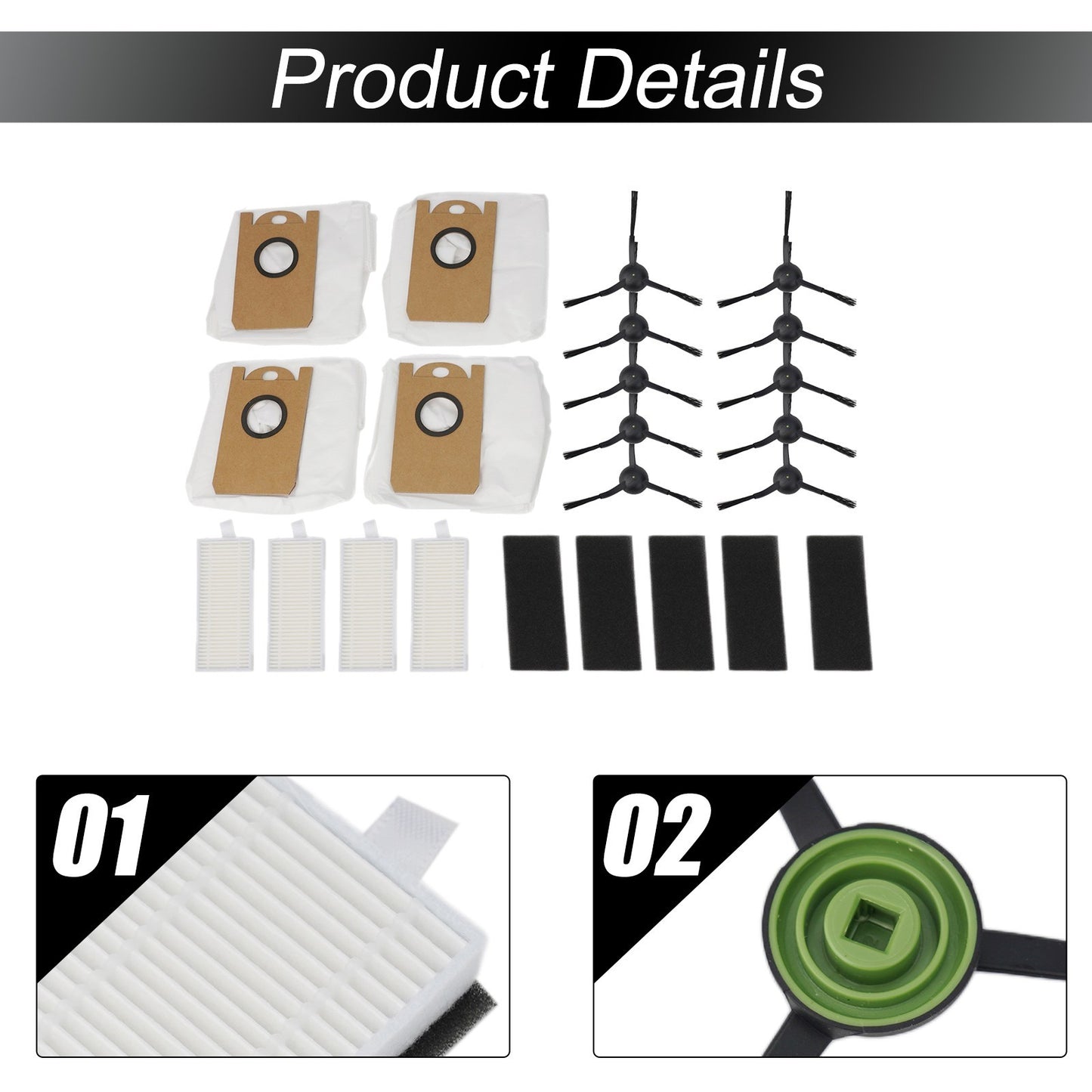 For Ionvac V4 7997 Side Brush Filters Accessories Dust Bags