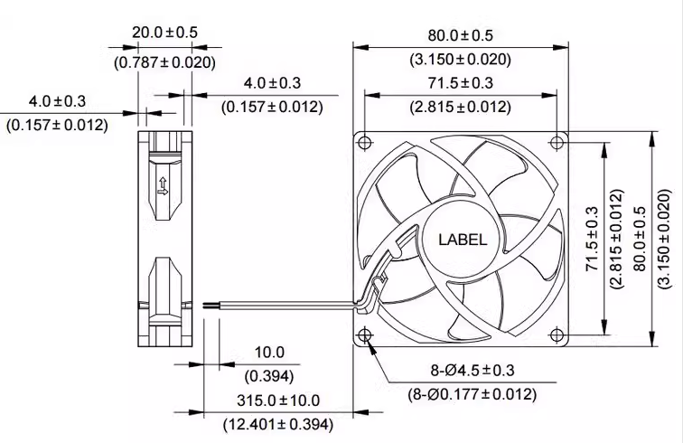 Delta AFC0812DD Fan 80*80*20mm 12V 0.75A 4pin