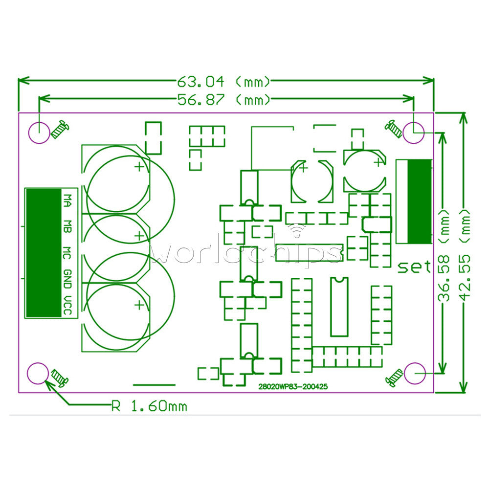 BLDC DC12V-36V 500W Brushless Motor Speed Controller PWM Hall-less Motor Control