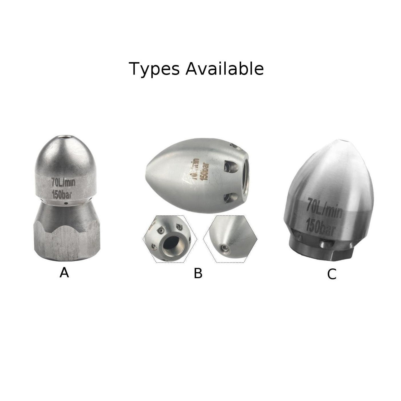 Pressure Drain Jetter Hose Nozzle Flusher Pipe Nozzles. For Heavy Dirty