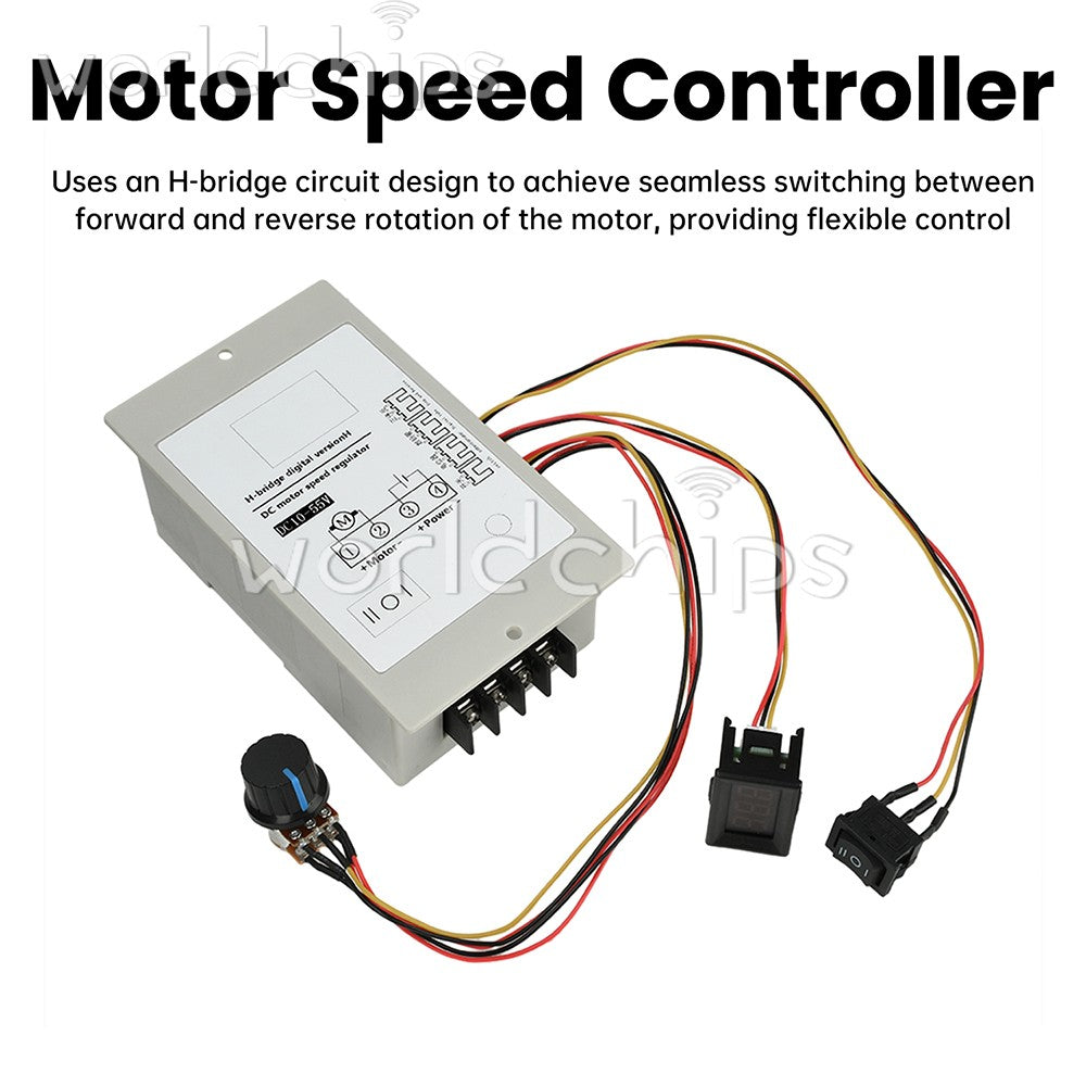 DC 10-55V 20A H-Bridge DC Brushed Motor Speed Controller with Digital Tachometer