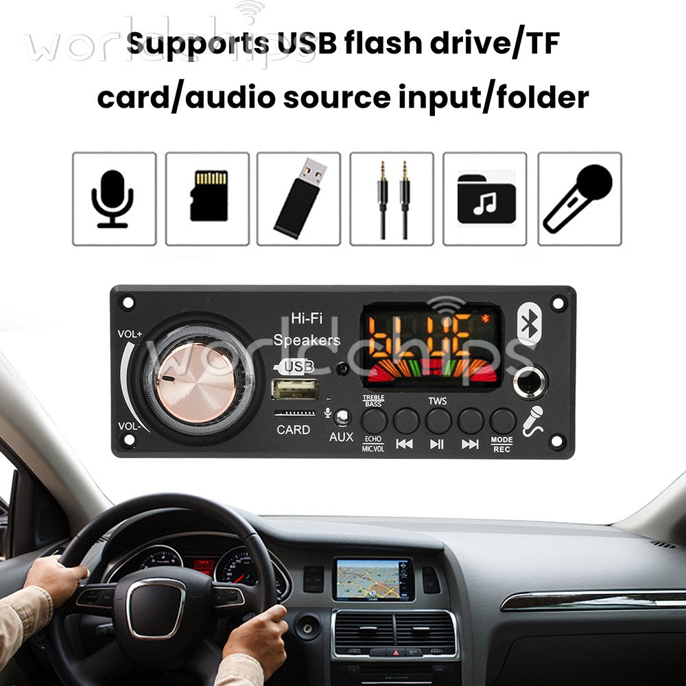 DC 12V Bluetooth Car Audio MP3 Decoding Board TPA3116D2 Amplifier 2 * 50W+100W