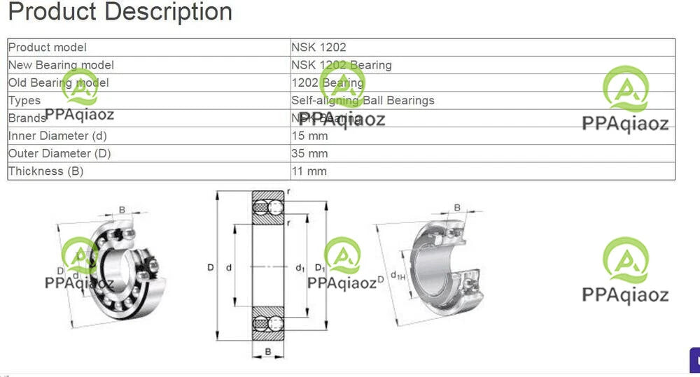 1PC NSK 1202 Self-Aligning Ball Bearings 15x35x11mm #P