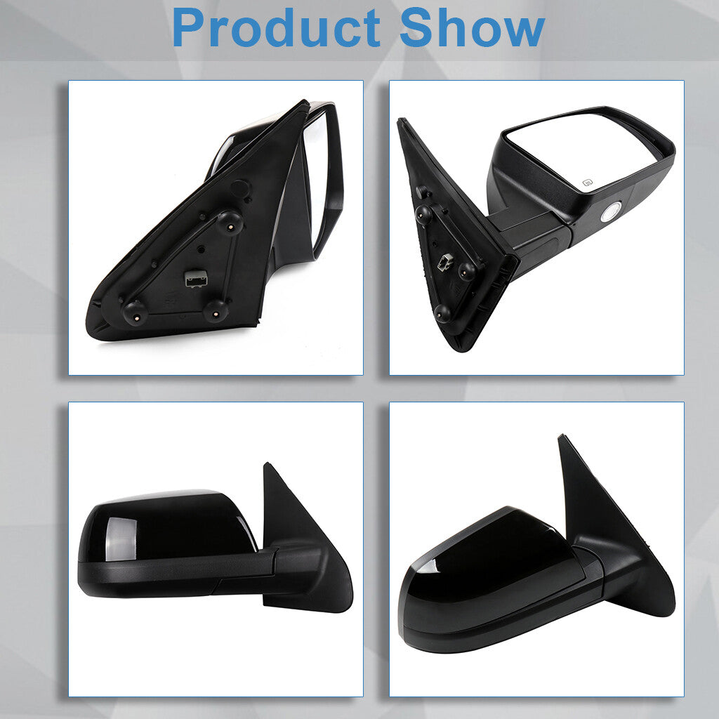 Mirror Power Heated Manual Fold For 07-16 Toyota Tundra Right Side Smooth Black