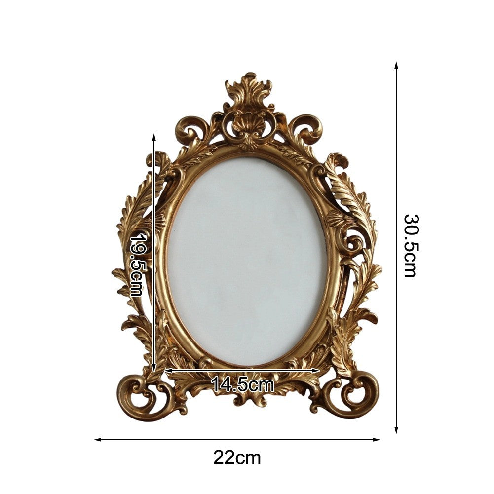 Oval Photo Frame Vintage European Style Distressed Finish Wall Mountable