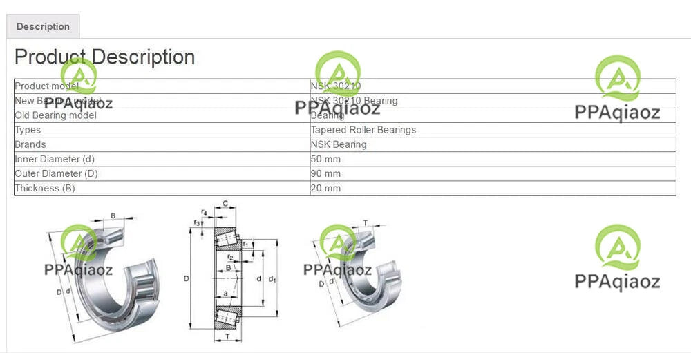 1PC NSK 30210 Tapered Roller Bearings 50x90x20mm #P