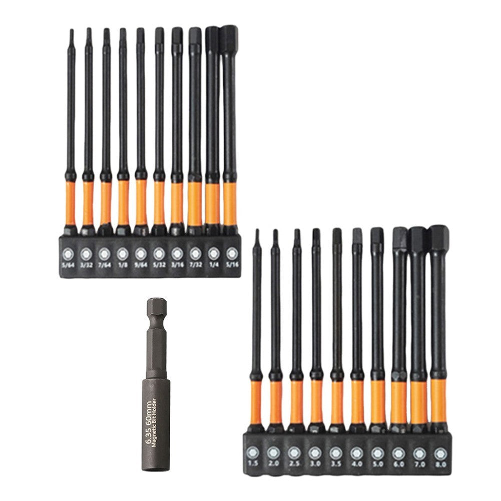 For Impact Hex Driver Bit Set 20pcs Metric SAE with Magnetic Holder 100mm