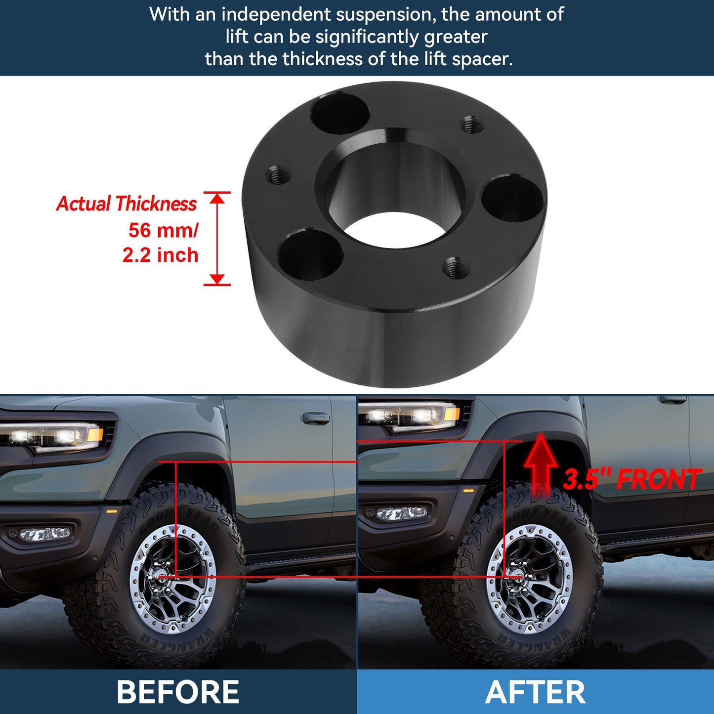 ECCPP 3.5" Front & 1.5" Rear Leveling Lift Kit For 2009-2024 Dodge Ram 1500 4WD