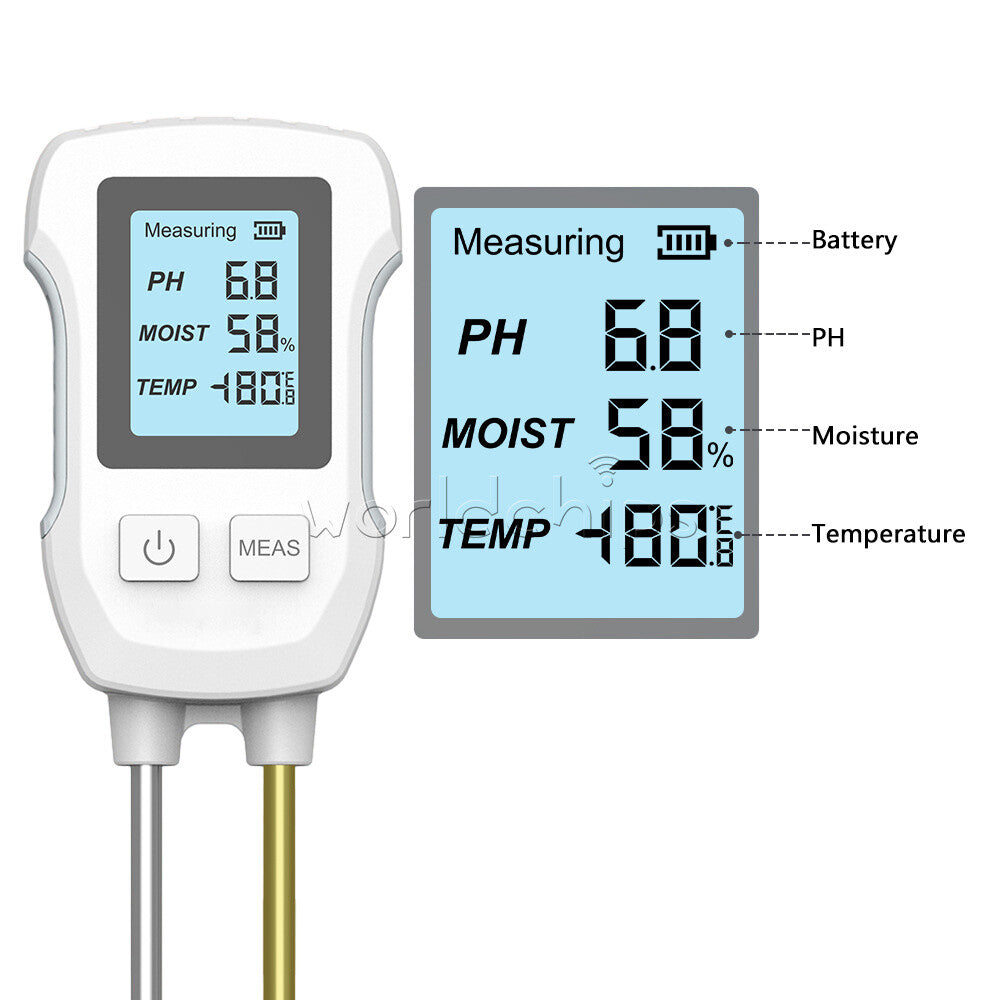 3 in 1 Soil PH Tester LCD Screen Soil Temperature Humidity Meter Garden Planting
