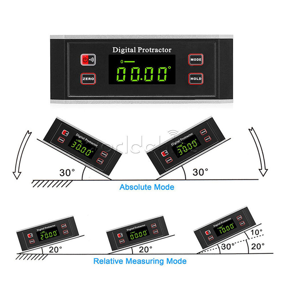 4*90°Magnetic Digital Inclinometer Level Box Protractor Angle Finder Bevel Gauge