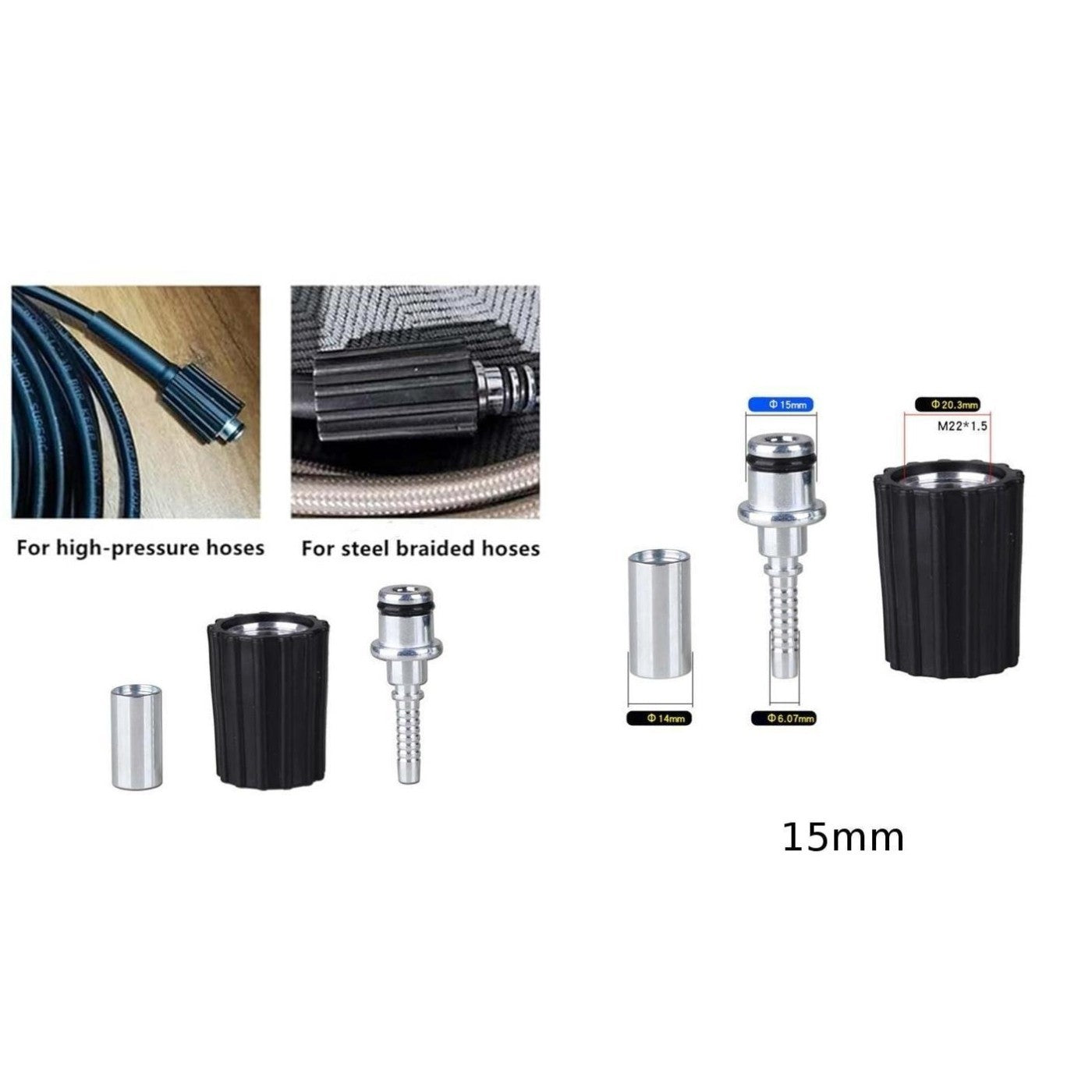 Pressure Washer Hose Repair Kit Quick Connect Metal Parts for Car Wash