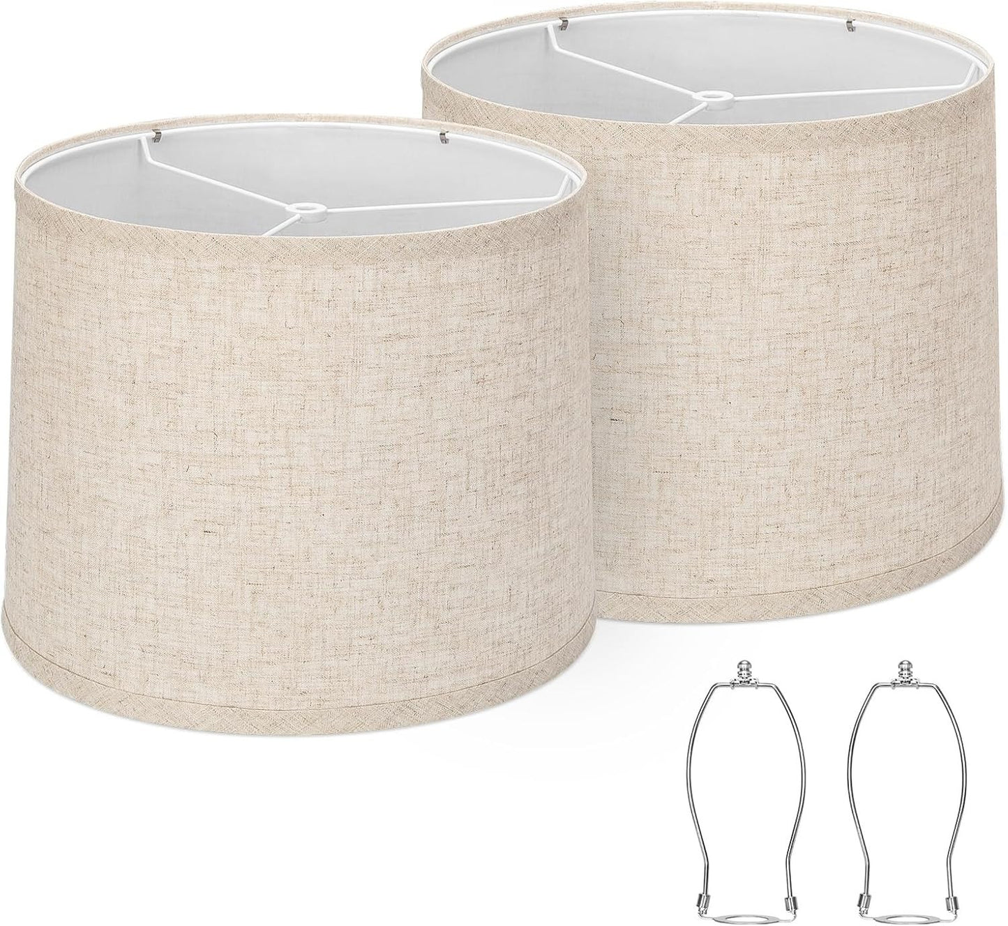 Lampshades Set of 2, Drum Lampshades 11.6" Top X 12.6" Bottom X 9.8" High,  Medi
