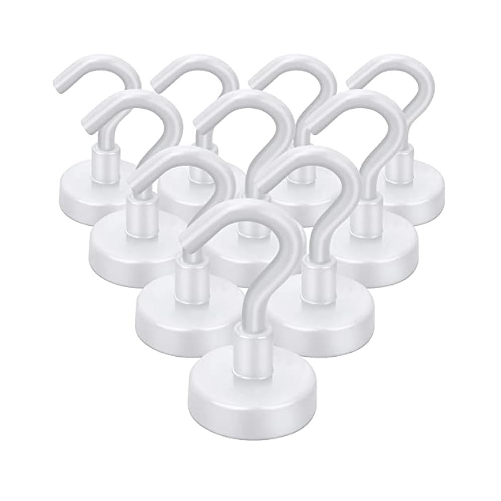 10-Pack Heavy Duty Magnetic Hooks, 30Lbs Hold, for Refrigerator, Grill, Home