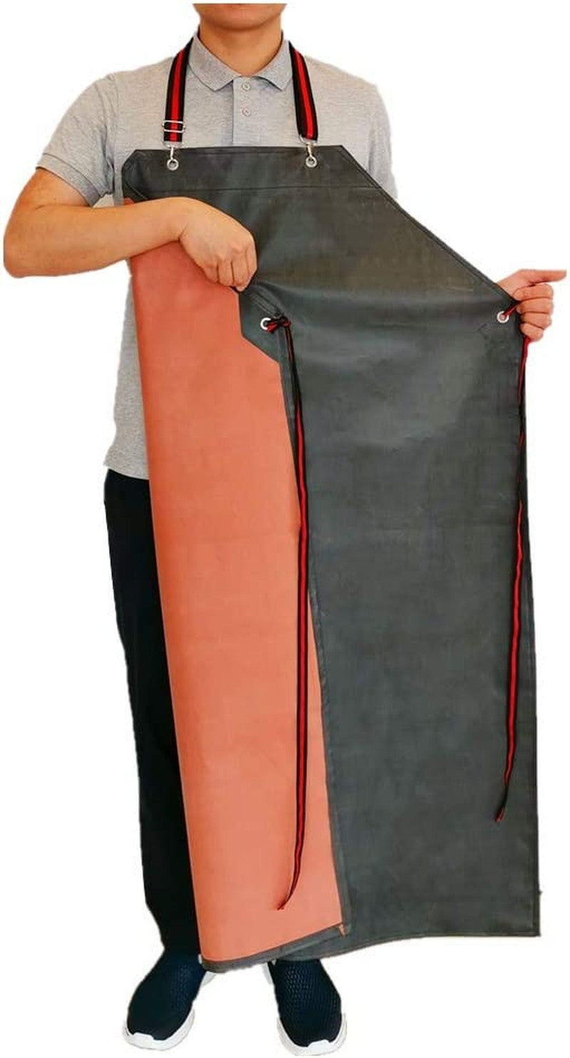 Thick Rubber Apron, 47.2 X 33.5 Inch Waterproof, Long Chemical Resistant, Adjust