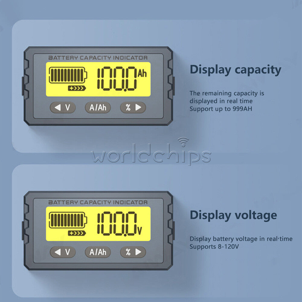 TY23  Coulometer Voltmeter 50A 100A Lifepo4 Battery Tester Capacity Indicator