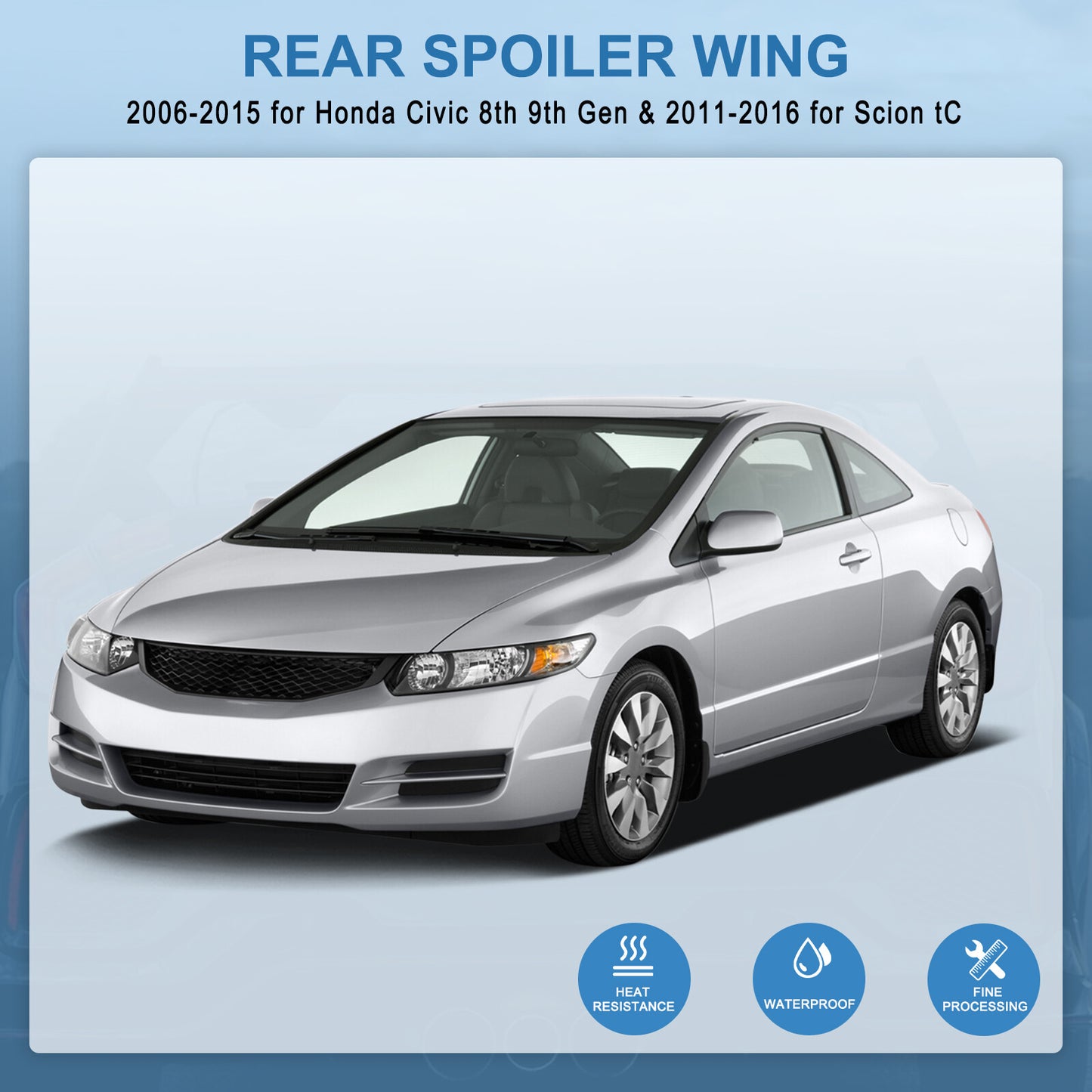 Fit For 2006-2011 Honda Civic 8th Gen 4DR Black Rear Trunk Wing Spoiler