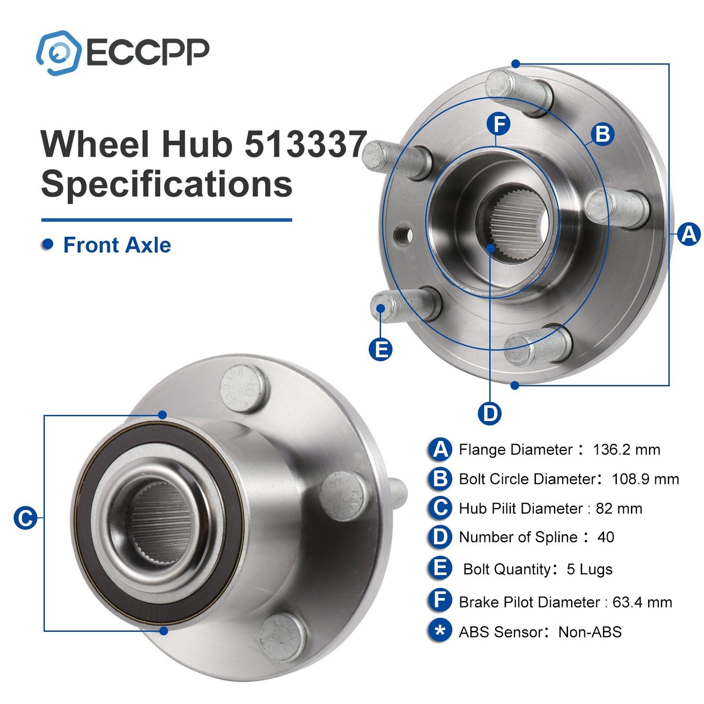 1Pc Wheel Hub Bearing Front AWD For 2008 2009 2010-2015 Land Rover LR2 2.0L 3.2L