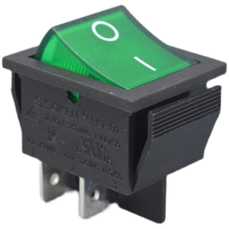5pcs SOKEN RK1-01 4 pins Rocker Switch 16A 250VAC With Green Light