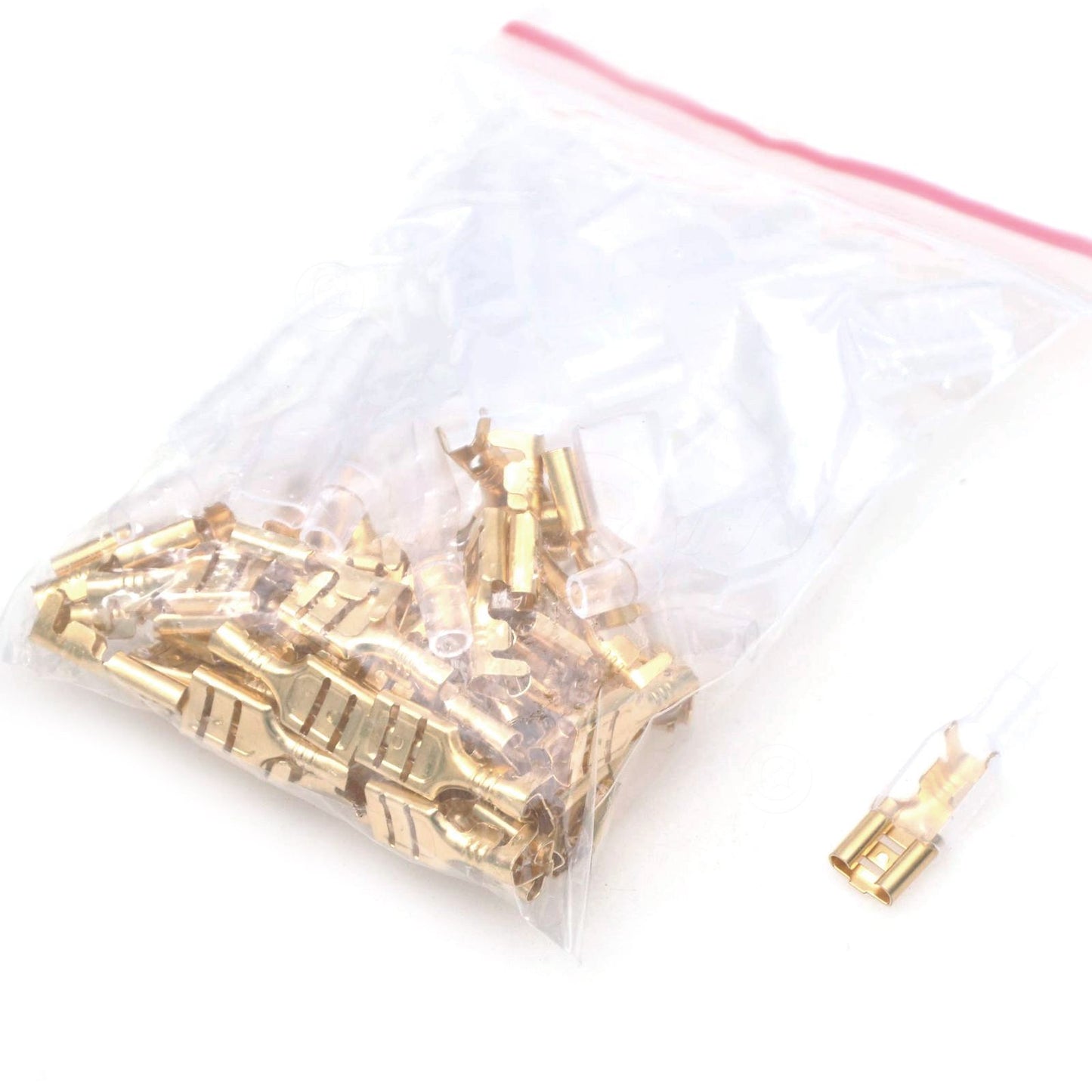 50Pcs Brass 6.3mm Terminal Electrical Wire Connector Crimp Insert Spring +Sheath