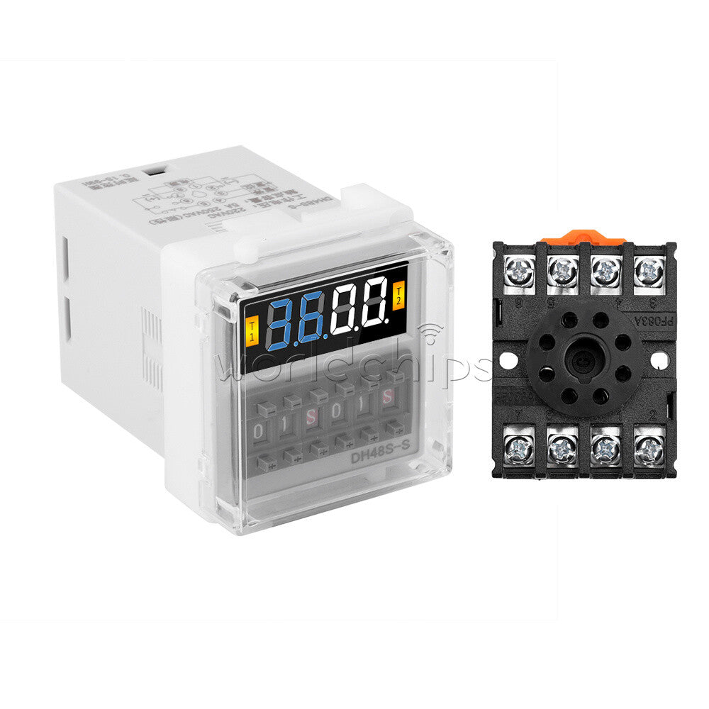 DH48S-S 0.1s-99h AC/DC12V 24V AC220V Cycle Timer Time Switch Relay With Base