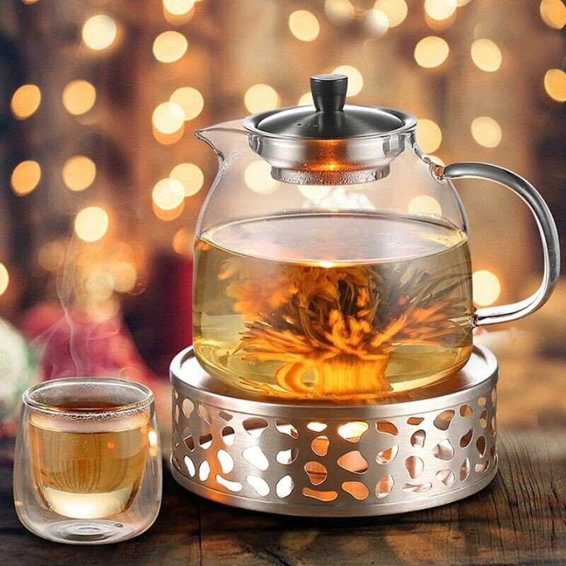 Stainless Steel Teapot Warmer Teapot Heater with Tealight Holder for Camping