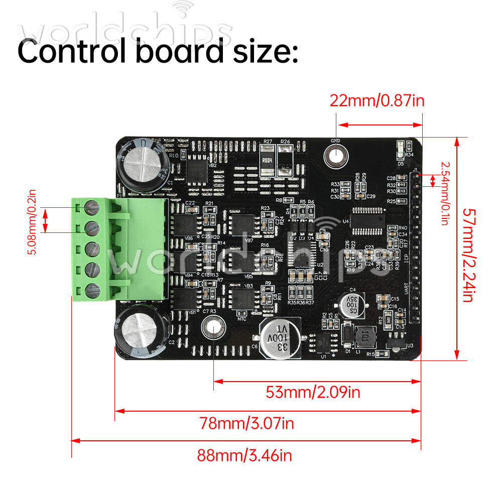 DC 6-80V BLDC 3-Phase DC Brushless Motor Controller 1600W 50A PWM Motor Driver