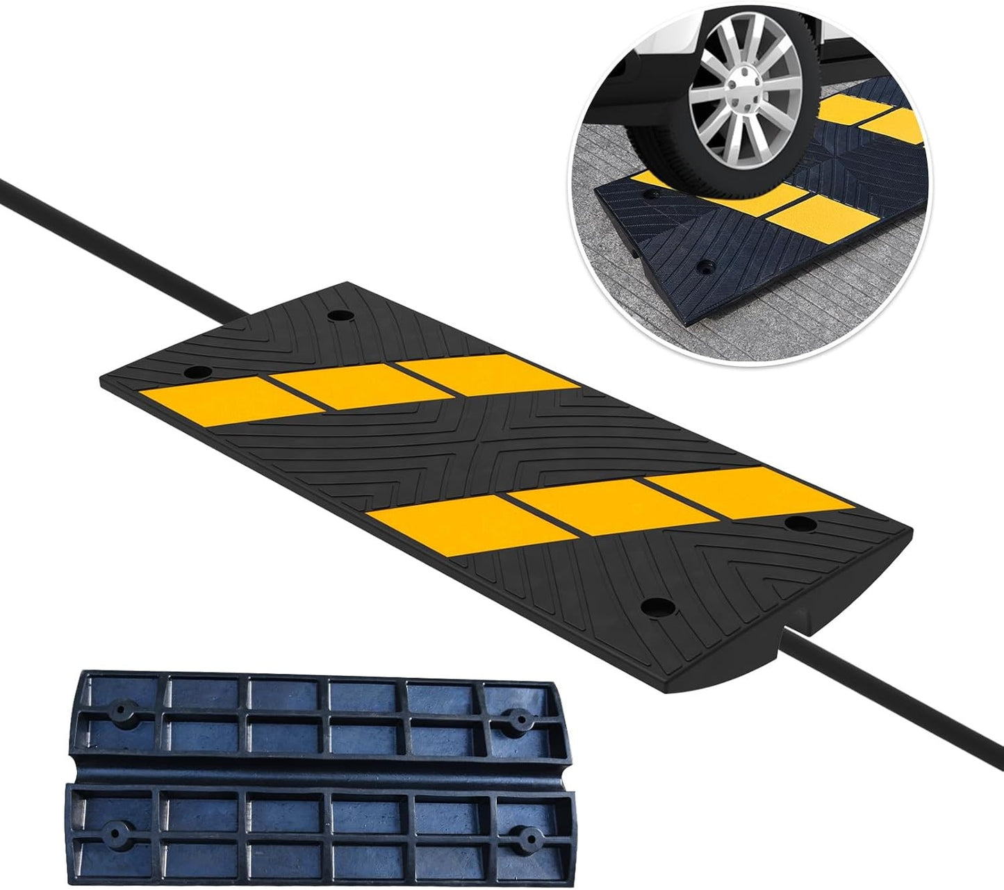 Rubber Curb Ramps, 2.6 Inch Rise, 22,000 lb Capacity, 2 Pack - Driveway Use
