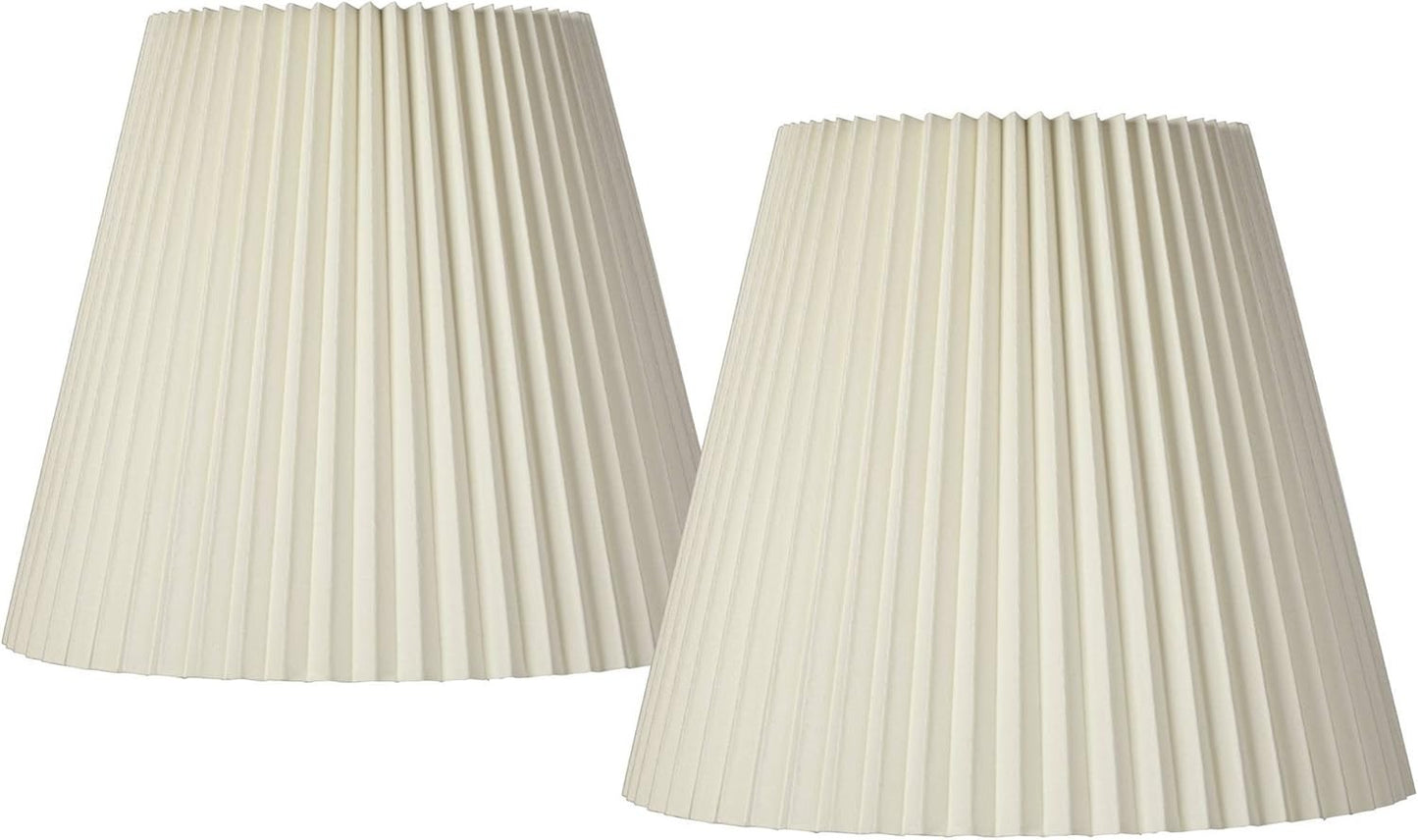 Set of 2 Pleated Empire Lamp Shades - Ivory, 10" Top x 17" Bottom