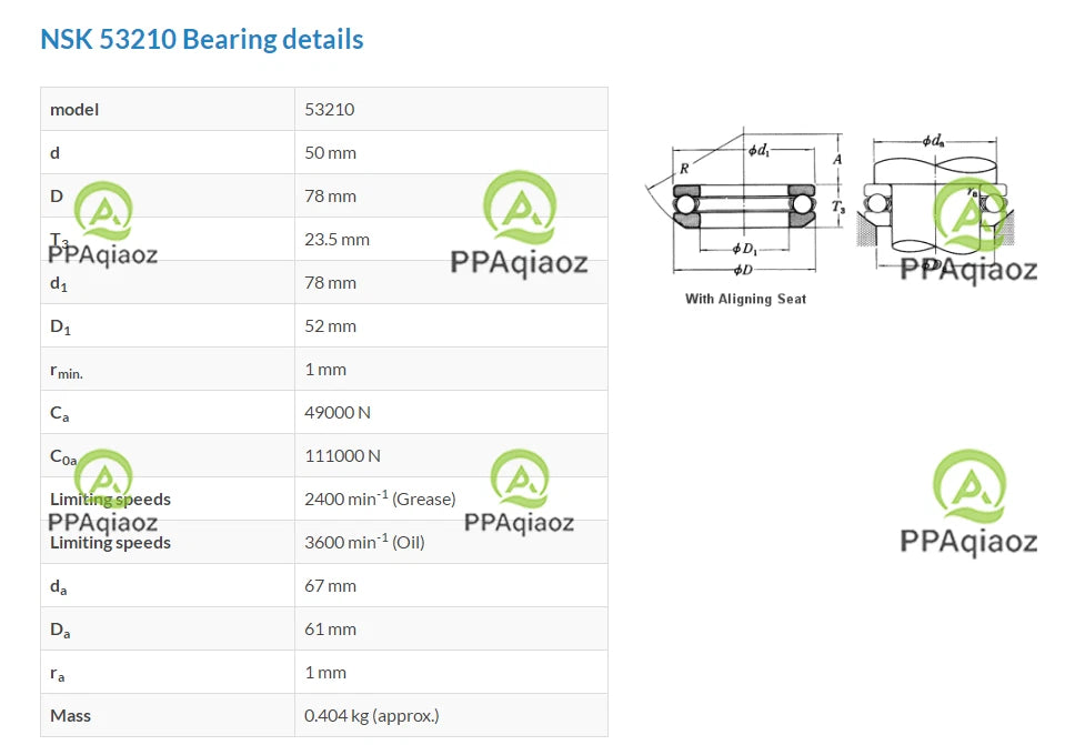 1PC NSK 53210 Single Direction Thrust Bearing 50x78x23.5mm #P