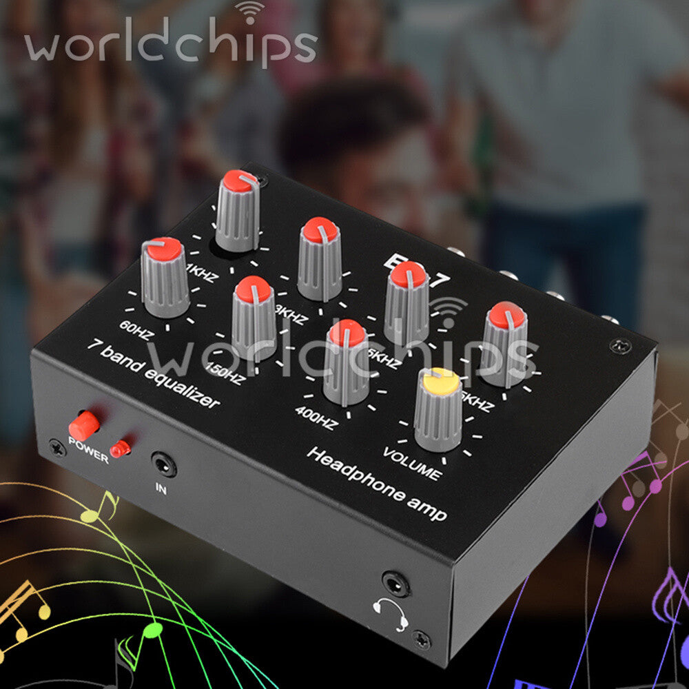 Audio EQ-7 Audio Signal Preamplifier 7 Band Equalizer Adjust Car Phone Amplifier