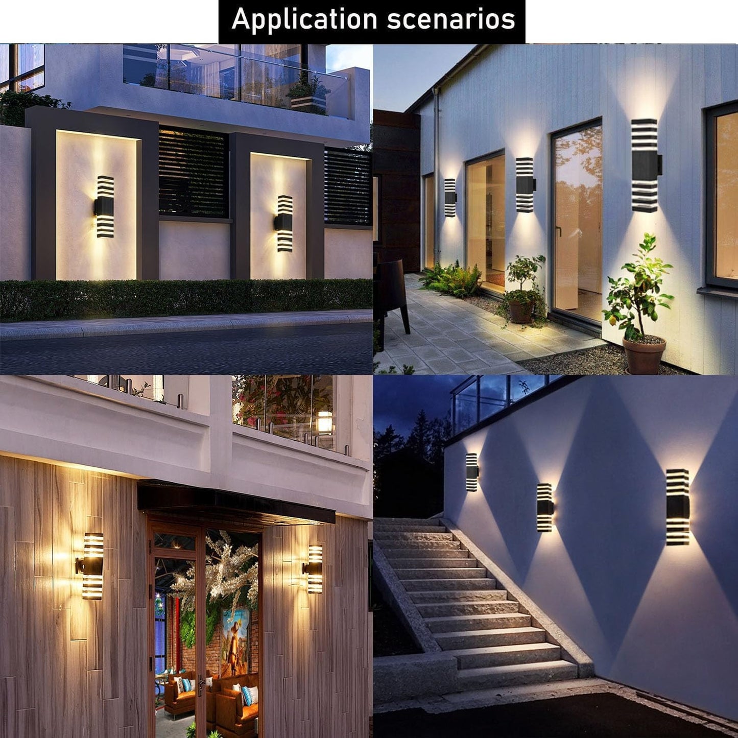 6-Pack 18 Inch LED Square Wall Lights, 24W IP65 Waterproof 4000K