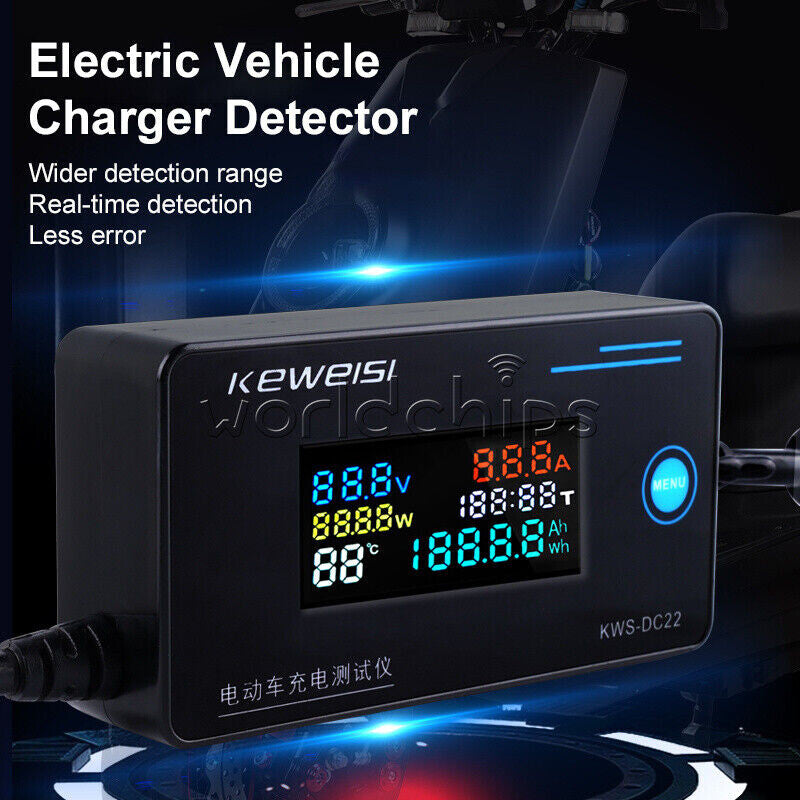Electric Vehicle Charger Detector Voltage Current Meter Power Temp Tester 8-120V
