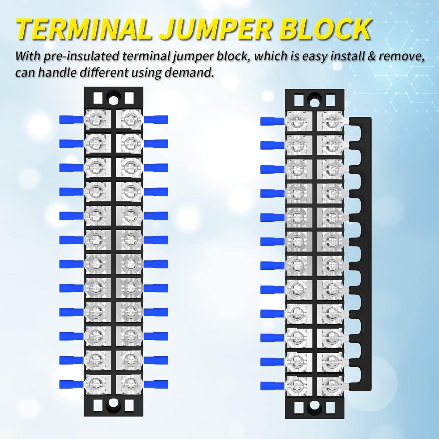 Joinfworld 35A Terminal Block 12 Position Screw Terminal Strip Dual Row with Cov