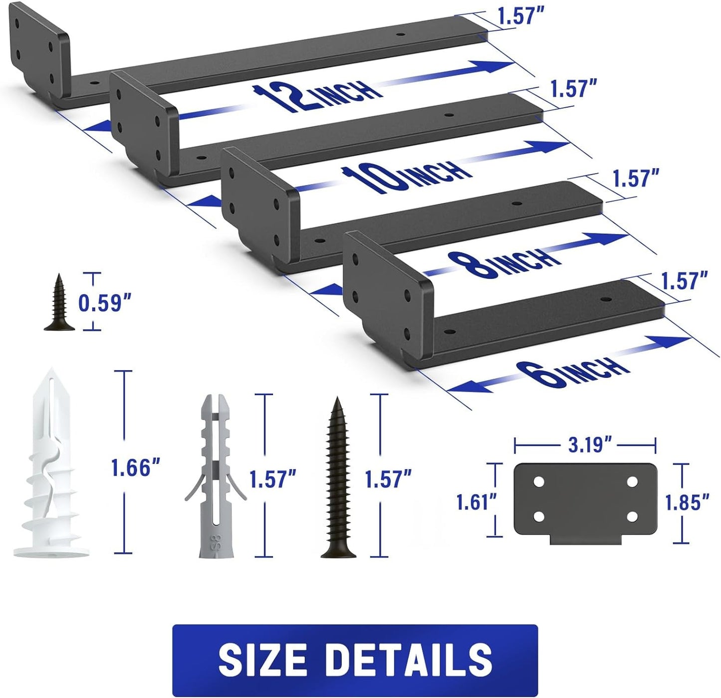 Shelf Bracket, Heavy Duty Floating Shelf Brackets 6 Inch Long, 6 Pack Brackets f