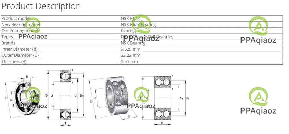 10PCS NSK R6ZZ Deep Groove Ball Bearings 9.525x22.22x5.55mm #P
