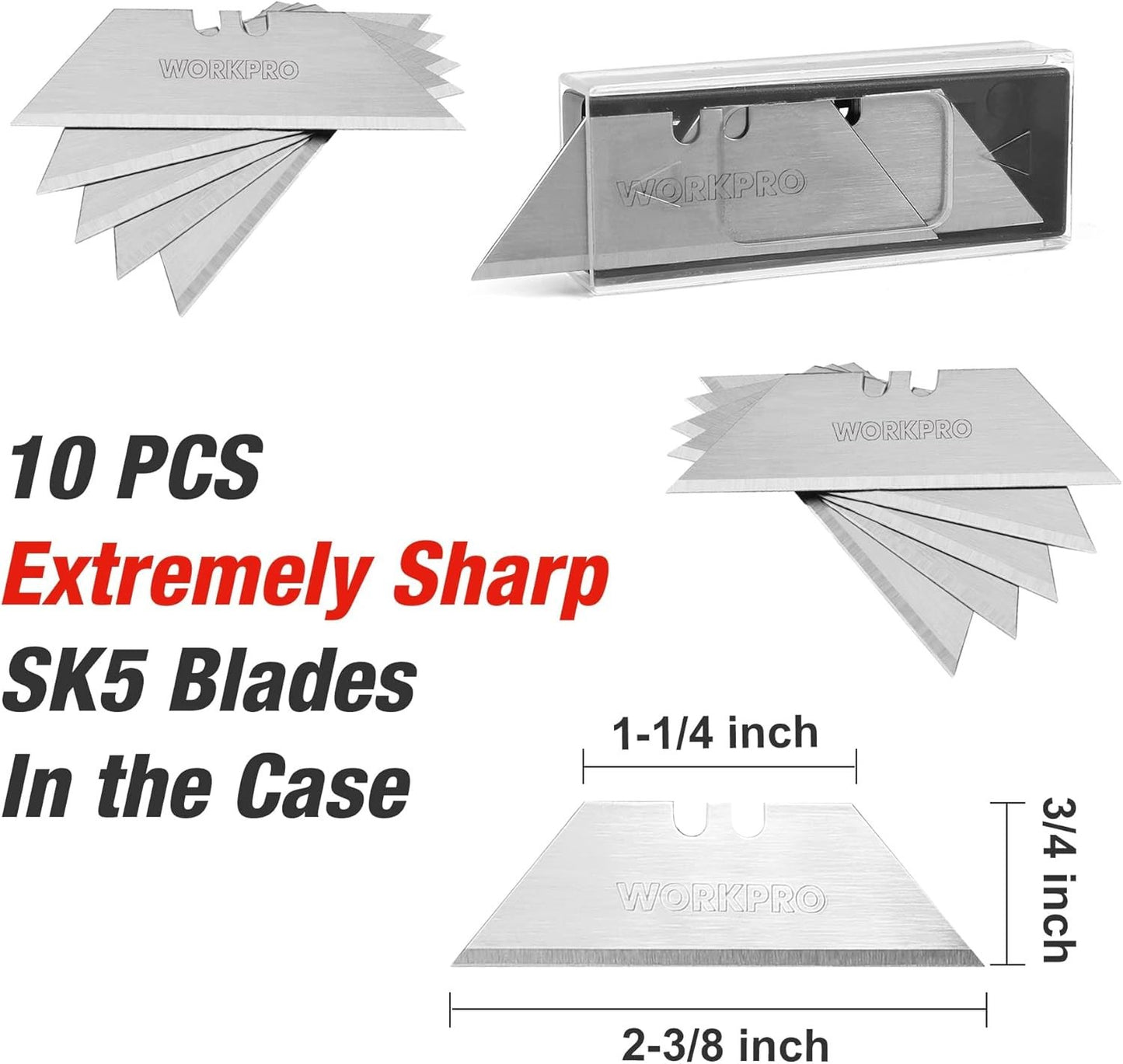 Folding Utility Knife with Stainless Steel Head, Quick-Change Blade & Back Lock,