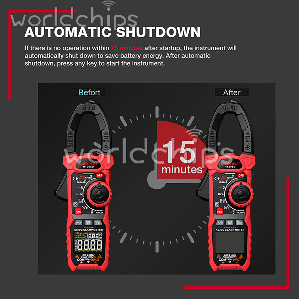 HABOTEST HT208A/D AC/DC Digital Clamp Meter Multimeter Capacitance Ohm Hz Tester