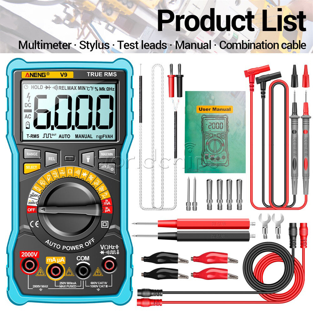 V9 6000 Counts 2000V Digital Multimeter Anti-burn Multi-function Multi Meter