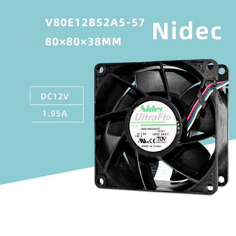 1/piece Nidec V80E12BS2A5-57 12V 1.95A 8038 8cm 4-wire Server Cooling Fan