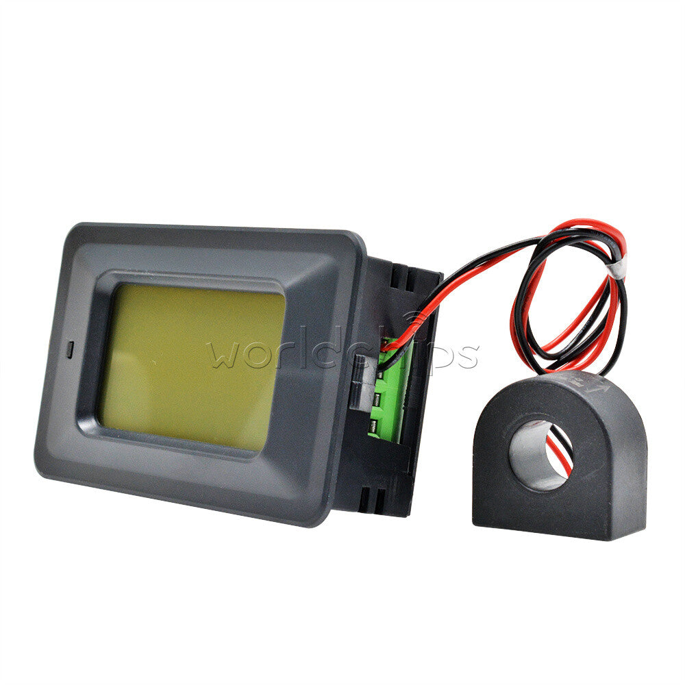 100A 110V-250V Current 6-in-1 Digital LCD Panel Power Monitor Ammeter Voltmeter