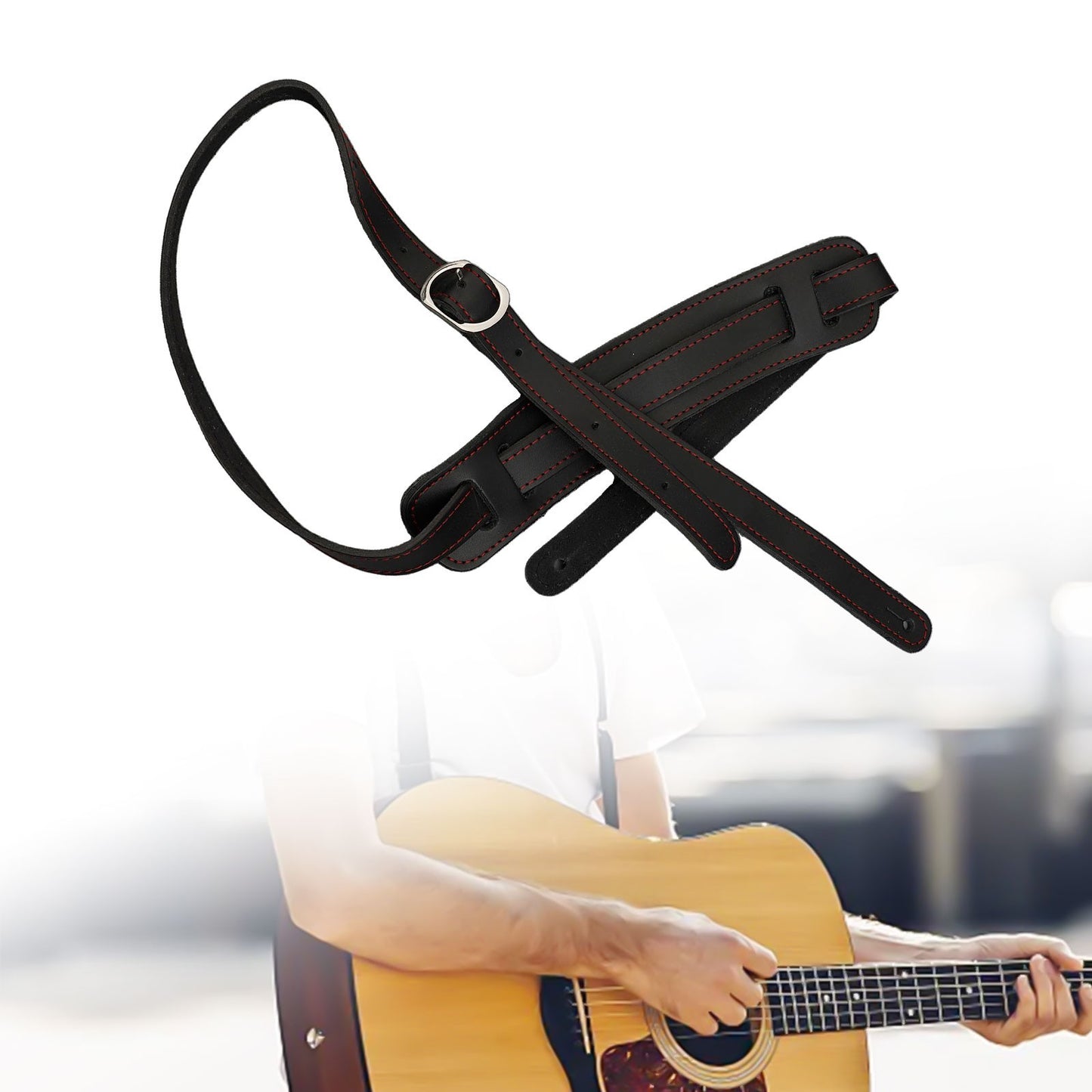 Heavy-Duty Leather Vintage Acoustic Electric Adjustable Black Hot Sale PART