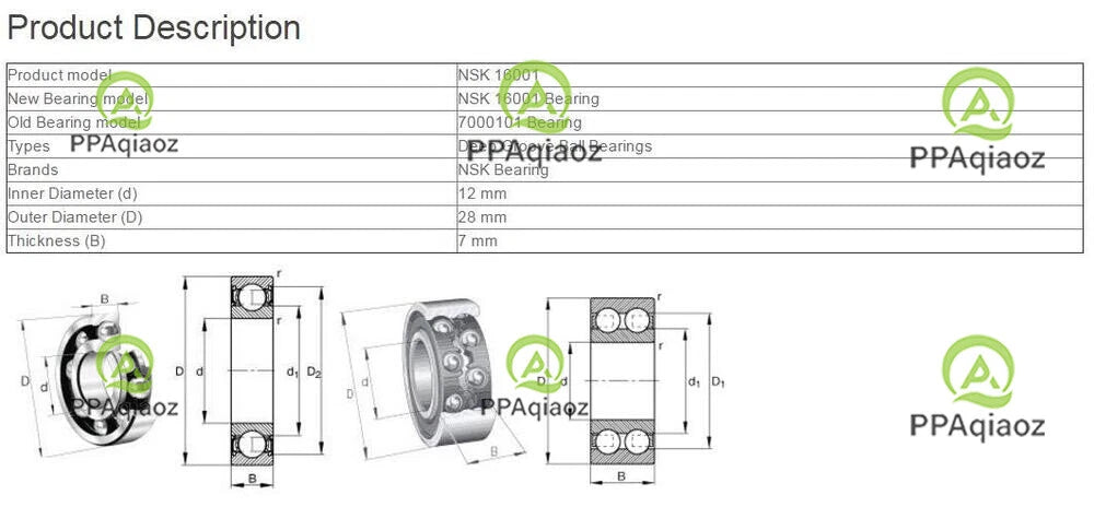 10PCS NSK 16001 Deep Groove Ball Bearings 12x28x7mm #P
