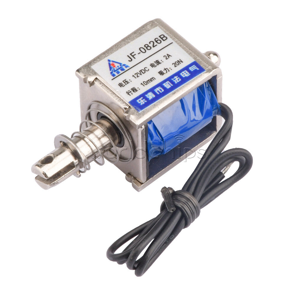 10PC 12V JF-0826B Reset10mm 20N Push Pull Type Open Frame Solenoid Electromagnet