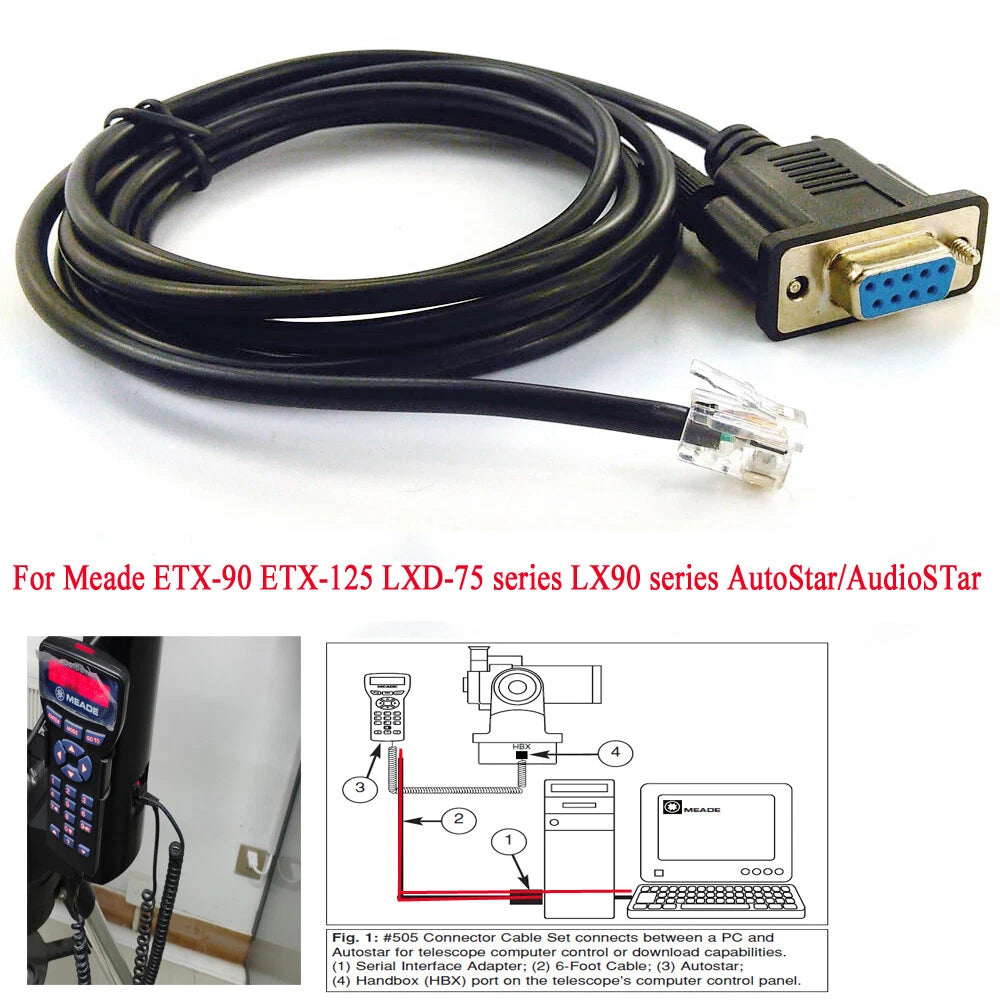 1PCS For Meade ETX127 ETX125 ETX-90 LXD75 LX80 Telescope to PC 505 Cable(L:1-5m)