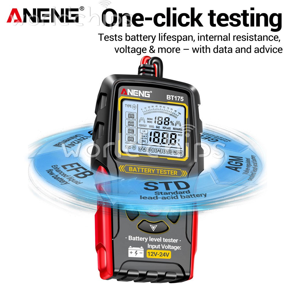 ANENG 12V24V Car Lead-Acid Battery Tester Charging Circuit Loads Diagnostic Tool