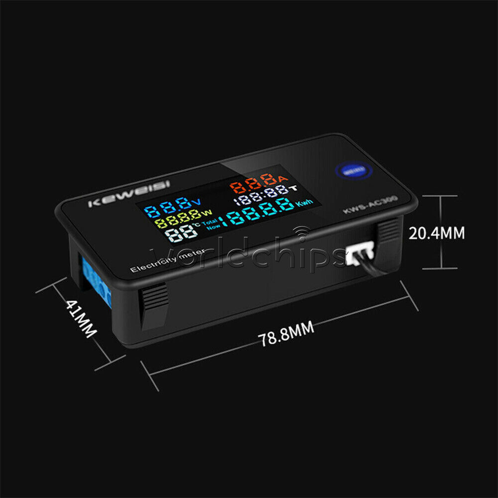 AC50-300V Color Display Digital Voltmeter Current Power Temperature Energy Meter