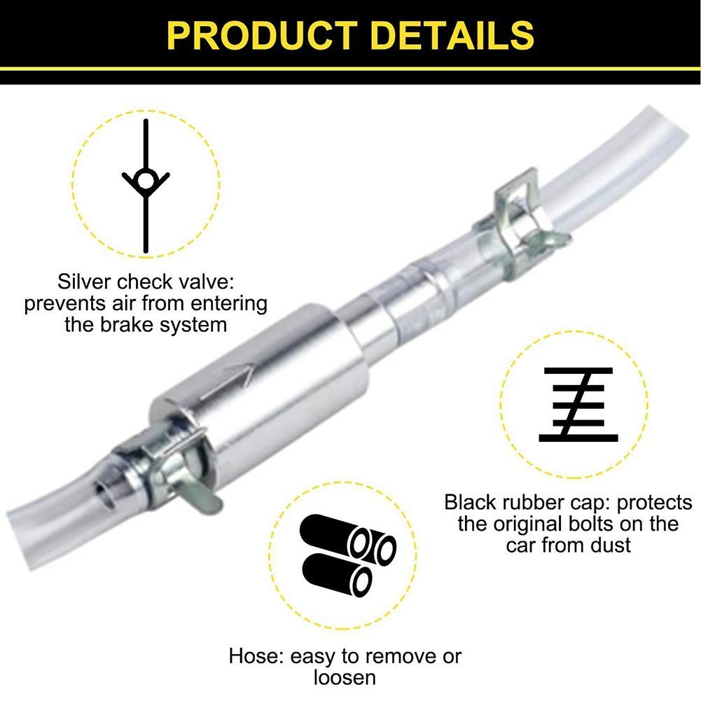 Brake Bleeder Kit for Hydraulic Brake Systems with One Way Valve Design