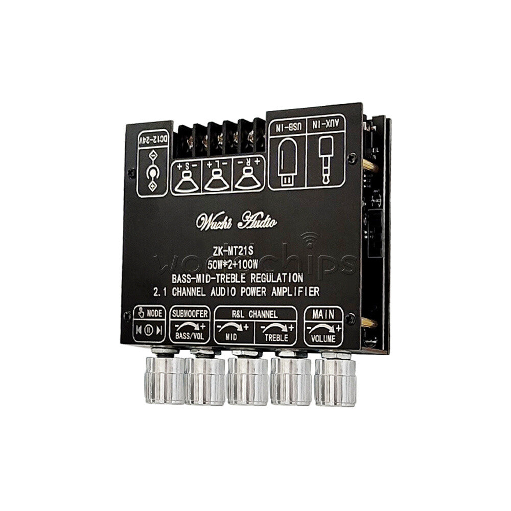Bluetooth 5.0 Audio Amplifier Module High Low Tone 50W*2 Stereo +100W Subwoofer